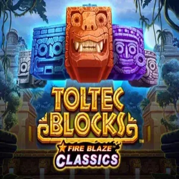 Fire Blaze: Toltec Blocks slot logo by Rarestone Gaming at Verde Casino